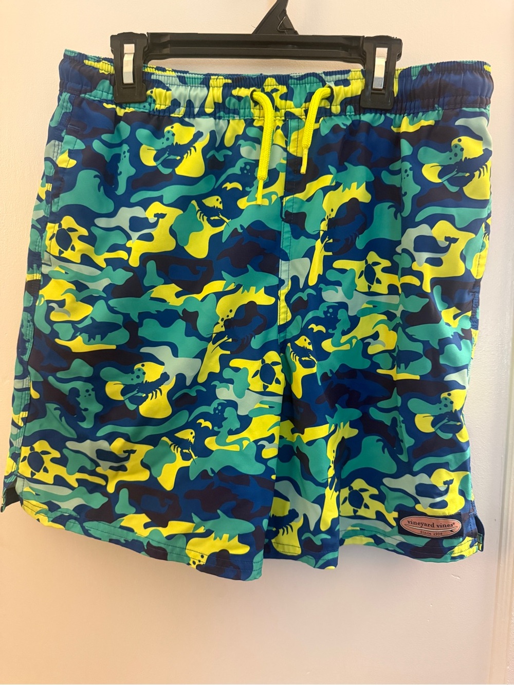 Vineyard Vines Blue, Teal & Yellow Camouflage Swim Trunks